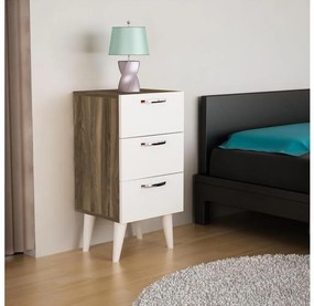 Comodino BELLINI 80x40 cm marrone/bianco