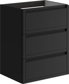 Mobile da bagno sospeso sotto lavabo L 59.5 x H 78 x P 45.5 cm antracite opaco, 3 cassetti TRATTO