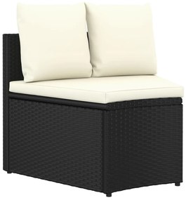 Set divani da giardino 9 pz con cuscini in polyrattan nero