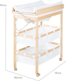 Fasciatoio bianco/di colore naturale con effetto betulla Baby Pool – Roba