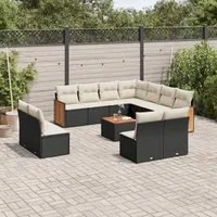 Set Divani da Giardino 12 pz con Cuscini Nero in Polyrattancod mxl 114577