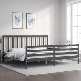 Giroletto Con Testiera Grigio 200x200 Cm İn Legno Massello /