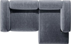 Divano angolare blu polveroso (con penisola a destra/con chaise lounge) con rivestimento in velluto a coste Bergamo – Cosmopolitan Design