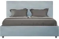 Letto imbottito Matrimoniale 160x190 cm Mika - Contenitore,Microfibra,Azzurro