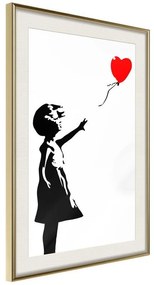 Poster  Banksy: Girl with Balloon I  Cornice Quadri Cornice d'oro con passe-partout, Larghezza x Altezza Home decor 20x30