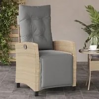 Sedia Reclinabile Giardino e Poggiapiedi Beige Misto Polyrattan 365237