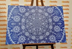 Quadro su tela – Mandala ornamentale con pizzo in blu