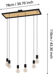 Eglo 43725 - Lampadario a sospensione con filo CONSETT 6xE27/40W/230V
