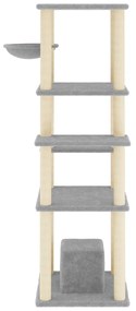 Albero per gatti con tiragraffi in sisal grigio chiaro 154 cm