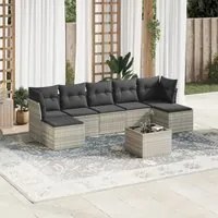 Set Divano da Giardino 8pz con Cuscini Grigio Chiaro Polyrattan 3218042