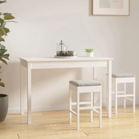 Tavolo Da Pranzo Bianco 110x55x75 Cm İn Legno Massello Di Pino /