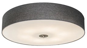 Plafoniera rotonda rustica grigia 70 cm - Drum Jute
