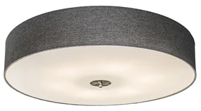 Plafoniera rotonda rustica grigia 70 cm - Drum Jute
