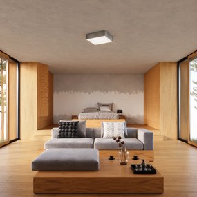 Plafoniera Quadrata in PVC da Soffitto 2xE27 HORUS 35 Grey da interno