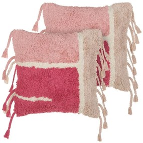 Set di 2 cuscini cotone trapuntato rosa 45 x 45 cm BISTORTA Beliani