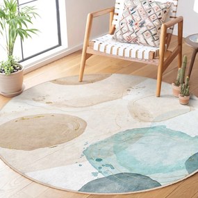Tappeto rotondo blu/beige lavabile ø 150 cm Puddle – Mila Home