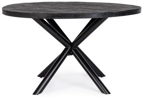 Tavolo HASTINGS rotondo Ø130 in legno di mango e base nera acciaio