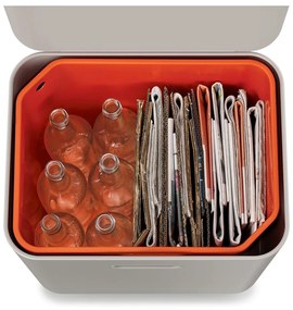 Bidone in acciaio beige per rifiuti differenziati 60 l Totem Max - Joseph Joseph