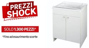 Mobile lavanderia con lavabo incluso Prix 2 ante in truciolare bianco P 50.5 x L 59.2 x H 84 cm