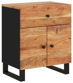 Comodino 50x33x60 cm legno massello acacia e legno multistrato