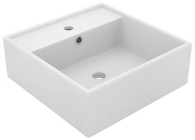 Lavabo Troppopieno Quadrato Bianco Opaco 41x41cm Ceramica