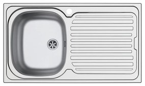 Lavello integrato 1 vasca con gocciolatoio a destra DELINIA Aurora inox L 50 x L 86 cm argento