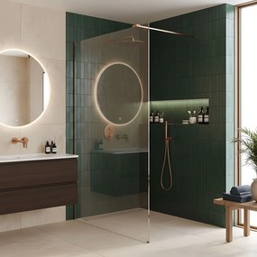 Parete doccia Rea Flexi Transparent / Brush Copper 140