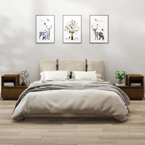 Comodini 2 Pz Marrone Ambrato 60x34x51 Cm İn Legno Di Pino /