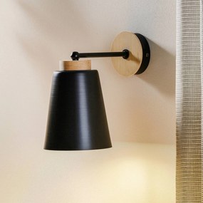 EMIBIG LIGHTING Applique Periot K1 con decorazione in legno, nero