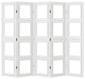 Divisorio ambienti 5pannelli bianco legno massello di paulownia