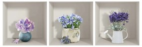 Set di 3 adesivi murali 3D Bouquet viola - Ambiance