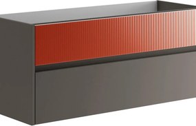 Mobile da bagno sospeso sotto lavabo Niwa 2 cassetti ideale per doppia vasca L119.5 x H50 x P45.5cm rosso opaco cannettato
