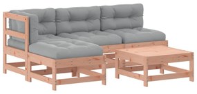 Set divani giardino 5 pz con cuscini legno massello di douglas