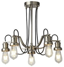 Lampadario Contemporaneo Olivia Acciaio Argento 5 Luci E27