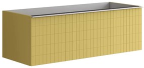 Mobile da bagno sotto lavabo Pixel grid giallo laccato opaco L 120 x H 40 x P 45.5 cm 2 cassetti, lavabo non incluso