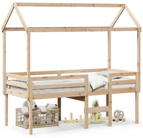 Letto A Soppalco Con Tetto 80x200 Cm İn Legno Di Pino /