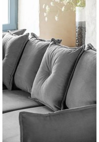 Divano letto angolare in velluto a coste grigio (angolo sinistro/"U") Lazy Lukka - Miuform