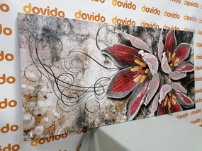 Stampa su tela – Fiori con perle