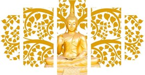 Quadri 5 pezzi – Buddha con l'albero della vita