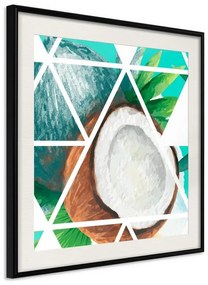 Poster  Tropical Mosaic with Coconut (Square)  Cornice Quadri Cornice nera con pass-partout, Larghezza x Altezza Home decor 30x30