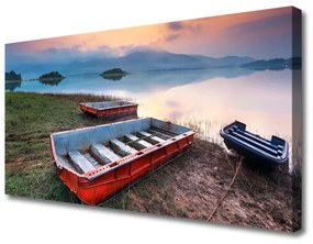 Quadro su tela Paesaggio in barca 100x50 cm