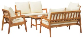Set bistro 5 pezzi con cuscini in legno massello di acacia