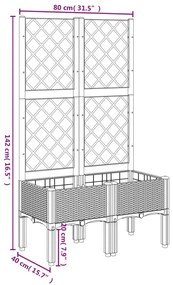 Fioriera da Giardino con Traliccio Grigia 80x40x142 cm in PP