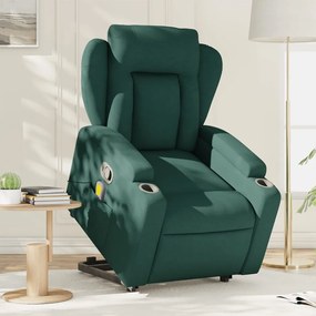 Poltrona Alzapersona Massaggiante Verde Scuro İn Tessuto /