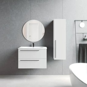 Mobile da bagno sotto lavabo VISOBATH bianco laccato opaco L 80 x H 55 x P 45 cm 2 cassetti, lavabo non incluso