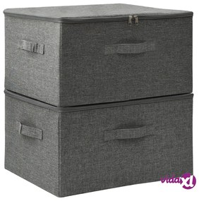 vidaXL Scatole Portaoggetti 2pz in Tessuto 43x34x23 cm Antracite