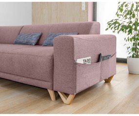 Divano angolare rosa allungabile e con contenitore (con penisola a sinistra/a L) Classy Sophie – Miuform