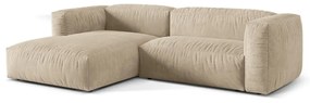 Divano angolare componibile beige (con penisola a sinistra/con chaise lounge) con rivestimento in velluto Martina – Micadoni