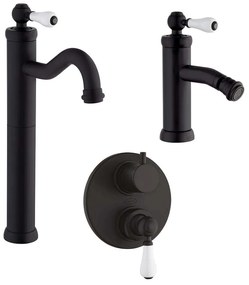 Miscelatori lavabo alto bidet e doccia incasso con deviatore Jacuzzi Rubinetteria modello Tosca nero opaco