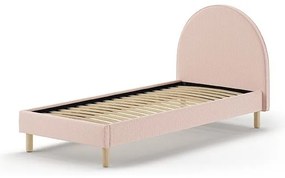 Letto singolo imbottito rosa con griglia 90x200 cm MOON - Vipack